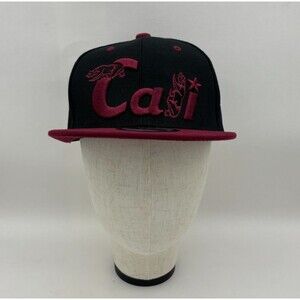 NWT California Republic Cali Snapback Hat Black Burgundy Embroidered Bear Adjust